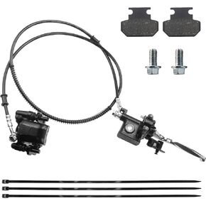 Rear Hydraulic Disc Brake System Caliper, PRO BAT ATV Quad Rear Hand Brake Assembly Master Cylinder Caliper with Brake Pads for 50cc 70cc 90cc 110cc 125cc 150cc Quad Bike ATV Buggy, Red