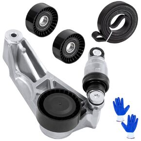 Belt Tensioner Idler Pulleys Assembly Kit with Drive Belt Compatible with Jeep Wrangler JK 3.6L 2012-2018,Replace# 04627038AA,4627038AA