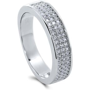 Berricle Sterlling Silver Wedding Rings Micro Micro Cut Round Cut Zirconia Cz Half Eternity Ring للجنسين ، مطلي Rhodium