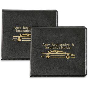 2 PCS CAR CAR CARIGISTER CARDLER ، حامل المستندات ، PU LEATHER CASE للهوية ، رخصة القيادة ، بطاقات معلومات الاتصال الرئيسية ، منظم الأعمال الورقية للمركبة (Black & Yellow)