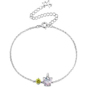 Loved Creations Birthstone Opal Unicorn Bracelet Gifts, Gold Plated Funny Unicorn Bracelet Christmas Birthday Gifts for Womwn