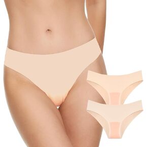 Seamless Underwear for Women Concealer Underwear No Show Bikini Panties Workout Thong Hider Thong 2 Pack