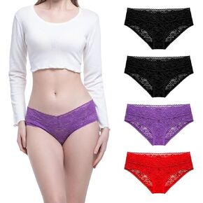 المرأة المثيرة الدانتيل بيكيني سراويل مريحة ناعمة منخفضة الخصر المحب ملخصات undies 4 حزمة