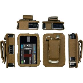 Fitted Leather Case with Rotating Belt Clip + Screen Protector for Tandem Insulin Pump Tandem t:Slim X2 (Black)