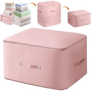 Ultra Space Saving Self Compression Organizer,New Heavy Duty Moving Bags,Clothing Storage Bags with Zipper for Comforters,Blankets,Bedding,Clothes(Pink,L-54 * 42 * 30cm)