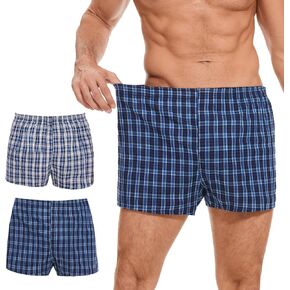 Incontinence Underwear Washable for Men - Reusable Boxer Briefs with Front Fly, Front & Rear Urinary Leak Proof, 120ml Absorbency (2 Pack, M, Blue & Green Plaid)
