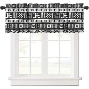 African Tribal Window Valance Curtain,African Mud Cloth Pattern Abstract Geometric Ethnic Traditional Short Kitchen Window Treatment Valances for Kitchen Dinning Living Room Bedroom 54x18in