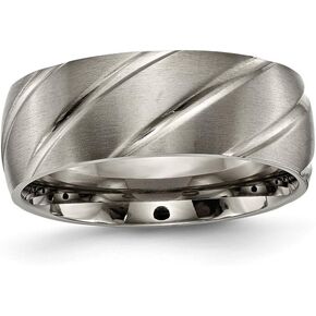 Solid Titanium Swirl Design 8mm Men's Wedding Brushed Matte Finish Band Ring