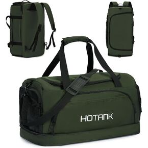 Gym Bag for Men and Women, 45L Sports Travel Duffel Bags Carry On Weekender Backpacks, Workout Overnight Backpack with Wet Pocket, Dark Gray