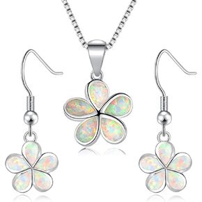 CiNily Flower Pendant Necklace and Flower Dangle Drop Earrings Sets for Women Girls
