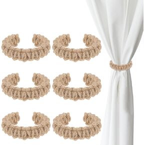 Braided Curtain Tiebacks Set of 6 Rustic Curtain Holdback Handmade Drapes Tie Back Boho Curtains Ties Holders for Sheer Lightweight Drape Home Office Window Indoor Outdoor Decoration