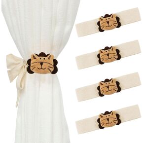لقطات Cartin Curtain Cartinbacks ، 4pcs Drape Rope Holdbacks مع Decored Lion Decor Decored Custery Curtain Starties for Baby Kid Room (Golden Lion)