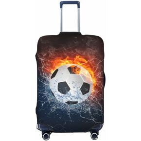Football In The Water And Fire Luggage Suitcase Covers Elastic Washable Soccer Lover Luggage Protector Travel Suitcase Protective Cover For Kid And Adult, M (Fit 22-24 Inch Luggage)