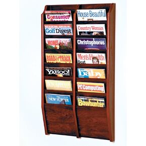 Wooden Mallet 14-Pocket Cascade Magazine Rack, Mahogany