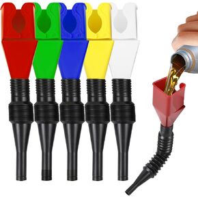 Hovom 5PCS Funnel for Automotive Use, Flexible Draining Tool Snap Funnel, Retractable Fuel Funnels, Small Oil Funnels, Multifunctional Wide Mouth Funnels for Car Motorcycle Engine Oil