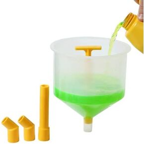 OEMTOOLS 87041 Drip Free Funnel for Automotive Fluids, 6 Piece Spill Proof Funnel Kit for Coolant, Oil and More, with Stopper, 45 Degree Elbows, 5 Inch Extension, White