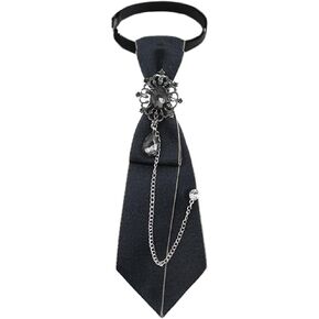 Womens Bow Tie Pre-Tied Rhinestone Bowtie with Chain Neck Tie for Women Girls Band Cosplay Uniform