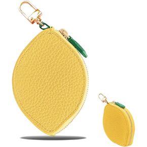 Lemon Fruit Bag Charm Cute Mini Coin Purse Keychain,Small Leather Coin Pouch Change Purse for Backpack Decoration,Wallet Pouch Gifts for Girl Women