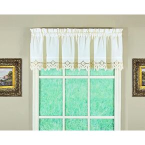 Today's Curtain, Heirloom Battenberg Eyelet Valance 14", Ecru, 58" W x 14" L