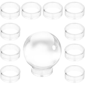 JUXYES Pack of 12 Clear Sphere Display Stand, Clear Sphere Holder Small Plastic Display Stands Round Display Easel Stands for Decorative Eggs, Crystal Balls, Marbles, Ball, Spheres, Collections
