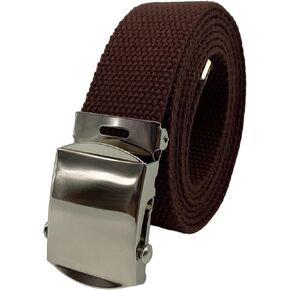 Canvas Web Belt with Nickel Buckle - Military & Golf Belt, Up to 45" Waist, Nickel Buckle