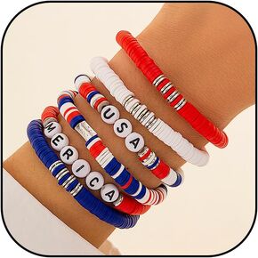4th of July Bracelets Red White and Blue Decorations American Flag Partriotic Bracelet Independence Bracelets 4th of July Accessories Outfits