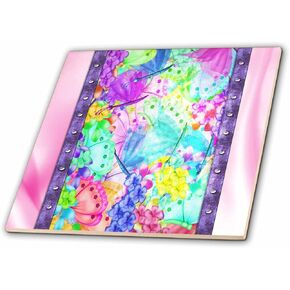 3dRose ct_110905_2 Flowers and Butterflies in Pastels Ceramic Tile, 6-Inch