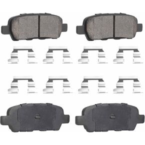 Rear Ceramic Disc Brake Pads Set for 02-23 Nissan Altima Sentra Pathfinder Rogue 350Z 370Z Murano Maxima Quest Juke,for Infiniti FX M G 35 45 37 Series, Q/QX 50 60 70 Series,4PCS(With Hardware)