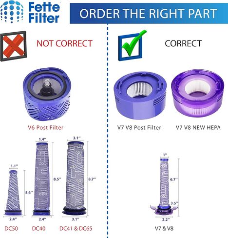 فلتر Fette - فلتر ما بعد المحرك متوافق مع مكانس Dyson V8 اللاسلكية. قارن بالجزء رقم 967478-01. (حزمة من 2) in Kuwait