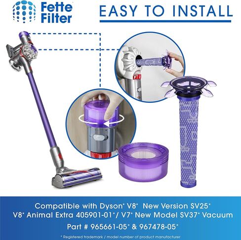 فلتر Fette - فلتر ما بعد المحرك متوافق مع مكانس Dyson V8 اللاسلكية. قارن بالجزء رقم 967478-01. (حزمة من 2) in Kuwait