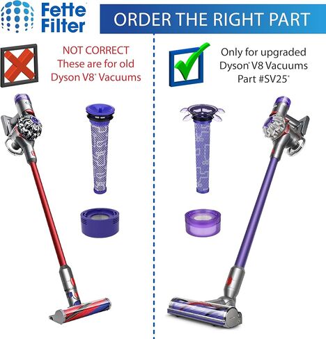 فلتر Fette - فلتر ما بعد المحرك متوافق مع مكانس Dyson V8 اللاسلكية. قارن بالجزء رقم 967478-01. (حزمة من 2) in Kuwait
