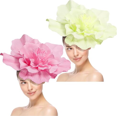 Wehhbtye Large Flower Fascinator Hat for Women, Tea Party Flower Headwears, Lady Fascinators Headband for Party Accessories in Kuwait