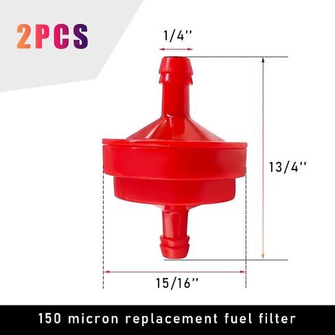 2 PCS مرشح وقود الغاز ، جزازة العشب 1/4 "مرشح الوقود الغاز المضمن ، استبدال رقم OEM BS 298090S مرشحات الوقود 150 ميكرون للمحركات بدون مضخة الوقود ، وملحقات السيارات in Saudi Arabia