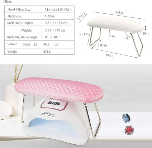Nail Pillow Hand Rest, Soft Microfiber Leather Manicure Hand Pillow Wolinspring Professional Nail Rest Cushion Nail Art Stand Table Desk Station for Nail Technician Use(Gray Silver) in Saudi Arabia