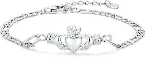 Ireland Jewelry for Women 925 Sterling Silver Adjustable Celtic Claddagh Bracelet Good Luck Irish Gifts for Women Birthday Gifts 3MM Cuban Bracelet Gifts for Women Teen Girls in Saudi Arabia