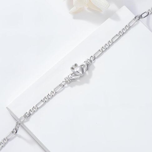 Ireland Jewelry for Women 925 Sterling Silver Adjustable Celtic Claddagh Bracelet Good Luck Irish Gifts for Women Birthday Gifts 3MM Cuban Bracelet Gifts for Women Teen Girls in Saudi Arabia