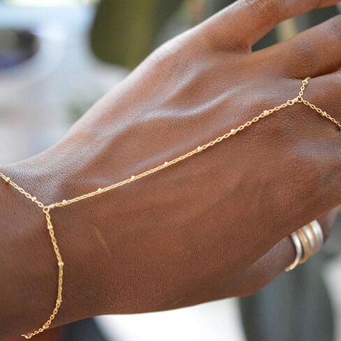 سوار سلسلة يدوية Dainty 14k الذهب الأساور للنساء إصبع سوار سوار اليد العصرية هدايا مجوهرات يدوية لذيذ in Saudi Arabia