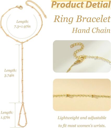 سوار سلسلة يدوية Dainty 14k الذهب الأساور للنساء إصبع سوار سوار اليد العصرية هدايا مجوهرات يدوية لذيذ in Saudi Arabia