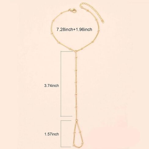 سوار سلسلة يدوية Dainty 14k الذهب الأساور للنساء إصبع سوار سوار اليد العصرية هدايا مجوهرات يدوية لذيذ in Saudi Arabia