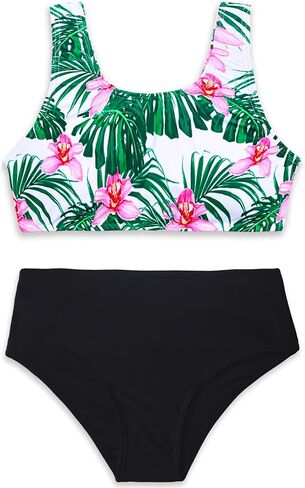 فتيات السباحة 3 قطعة نوبات الاستحمام بيكيني مجموعات ملابس السباحة مع الرباط UPF 50+ حماية من أشعة الشمس in Kuwait