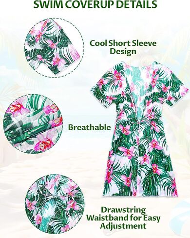 فتيات السباحة 3 قطعة نوبات الاستحمام بيكيني مجموعات ملابس السباحة مع الرباط UPF 50+ حماية من أشعة الشمس in Kuwait