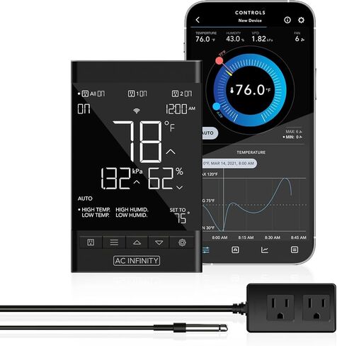 AC Infinity Controller 79, Smart Outlet Controller, with Temperature, Humidity, Timer, Cycle, Schedule Controls, Wall Hang Digital Thermostat for Heat Mat, Seedling Germination, and Propagation in Saudi Arabia