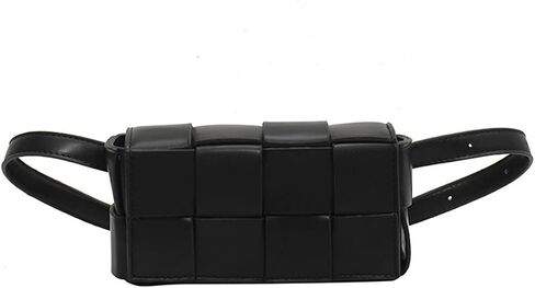 Fanny Pack with Convertible Crossbody Shoulder Bag for Women, Woven Cassette-Style Handbag Purse with Adjustable Belt (Black) in Saudi Arabia