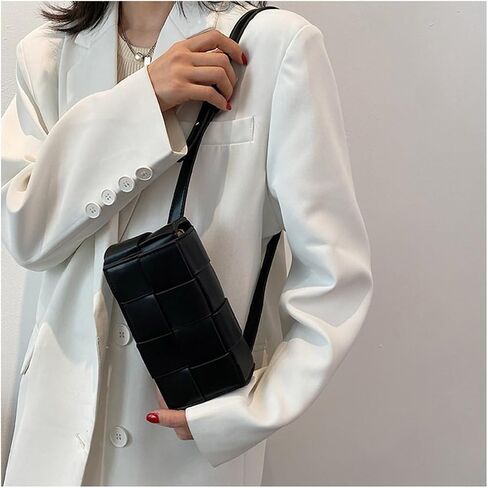 Fanny Pack with Convertible Crossbody Shoulder Bag for Women, Woven Cassette-Style Handbag Purse with Adjustable Belt (Black) in Saudi Arabia