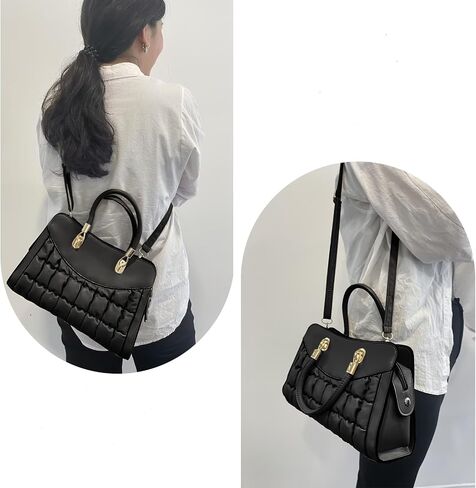 I IHAYNER Quilted Puffy Purses and Handbags for Women Top Handle Satchel Shoulder Bags with Compartments in Saudi Arabia