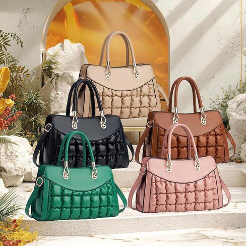 I IHAYNER Quilted Puffy Purses and Handbags for Women Top Handle Satchel Shoulder Bags with Compartments in Saudi Arabia