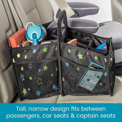 High Road Car Car Caddy Organizer مع حاملي الكأس - منظم السيارات المتوسطة للأطفال أو منظم مقعد الركاب للسائقين - صندوق تخزين السيارات المحمول مع مقبض حمل سهل (Starry Night) in Kuwait