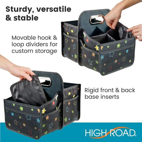 High Road Car Car Caddy Organizer مع حاملي الكأس - منظم السيارات المتوسطة للأطفال أو منظم مقعد الركاب للسائقين - صندوق تخزين السيارات المحمول مع مقبض حمل سهل (Starry Night) in Kuwait