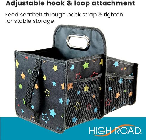 High Road Car Car Caddy Organizer مع حاملي الكأس - منظم السيارات المتوسطة للأطفال أو منظم مقعد الركاب للسائقين - صندوق تخزين السيارات المحمول مع مقبض حمل سهل (Starry Night) in Kuwait