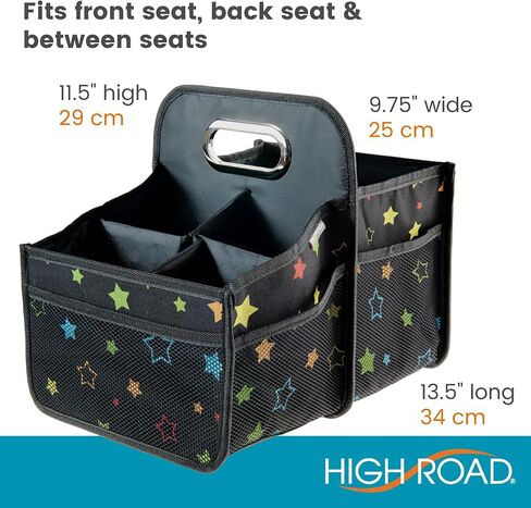 High Road Car Car Caddy Organizer مع حاملي الكأس - منظم السيارات المتوسطة للأطفال أو منظم مقعد الركاب للسائقين - صندوق تخزين السيارات المحمول مع مقبض حمل سهل (Starry Night) in Kuwait